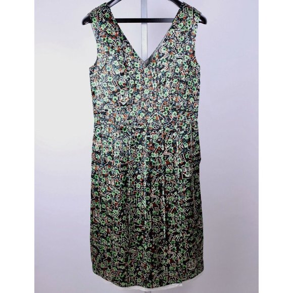 COACH sz 0 Keith Haring print dress floral sleeveless - Picture 1 of 8